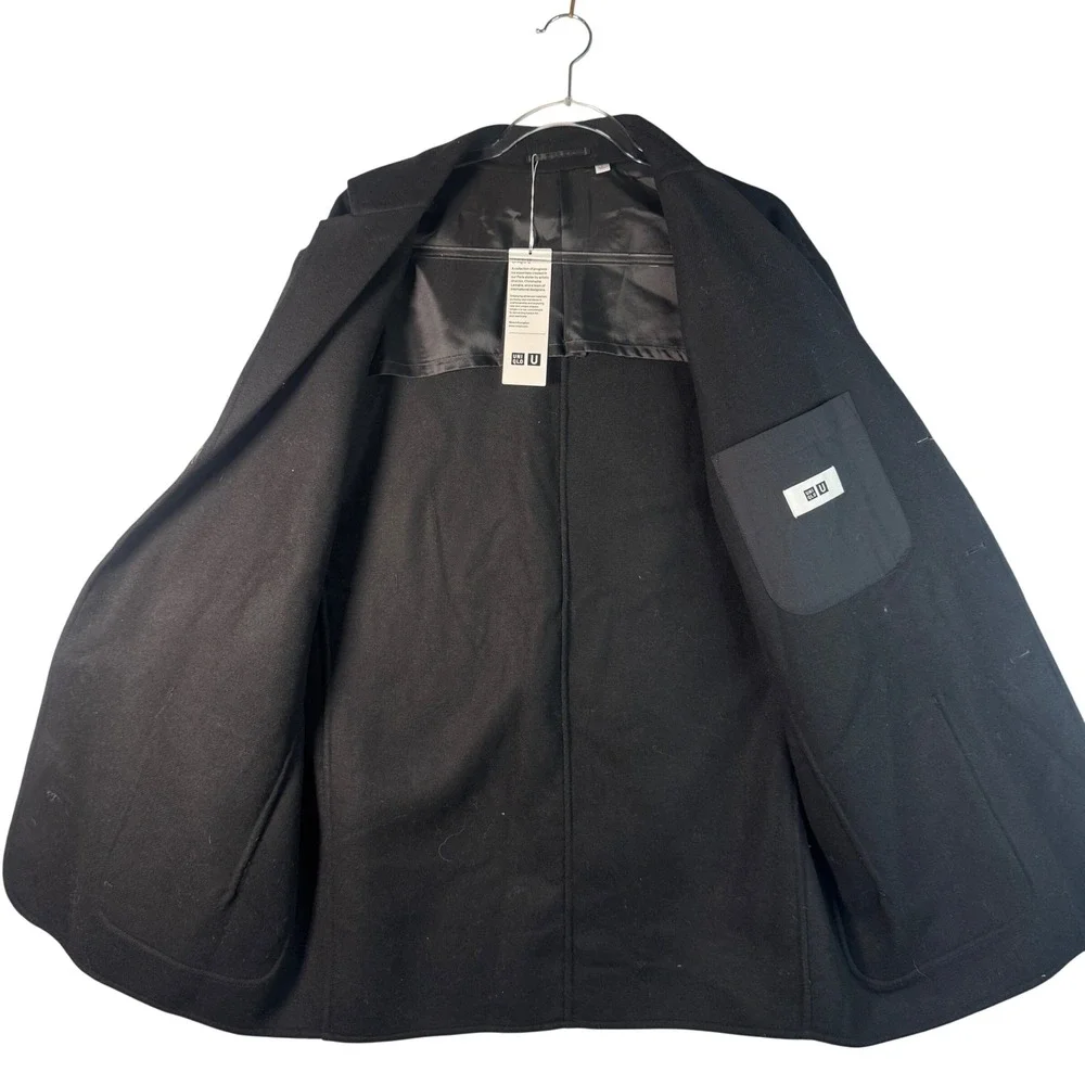 Uniqlo U Lemaire‎ Wool Blended Tailored Jacket Black Large Mens Blazer Coat NEW